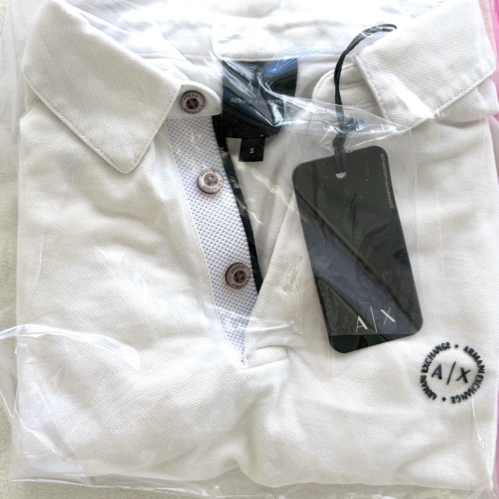 ARMANI EXCHANGE AX Polo in White SMALL-MEDIUM (NEW) $100 MSRP - Picture 3 of 3